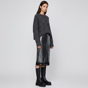 New Zara party maximalist luxury sequin skirt with lace trim Fairy Grunge Sz M